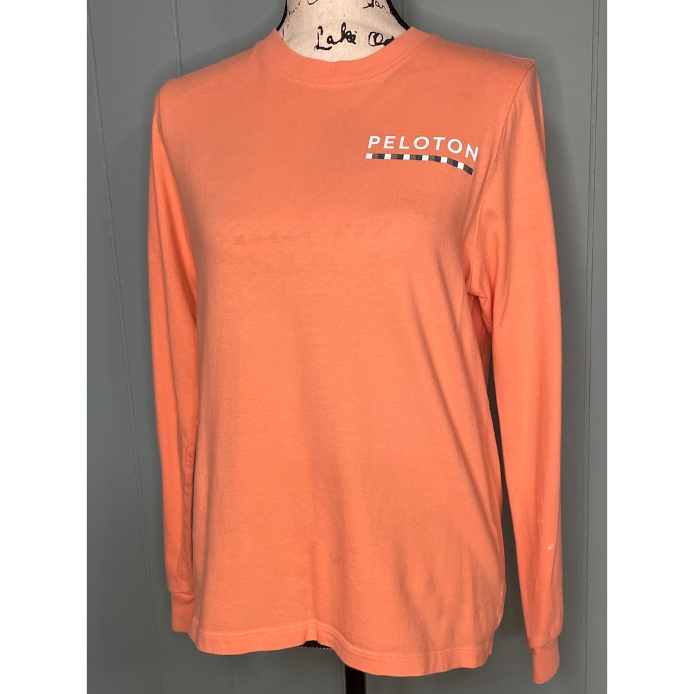 Peloton Long Sleeve Graphic T-Shirt Small Crew Neck Activewear Logo Tee